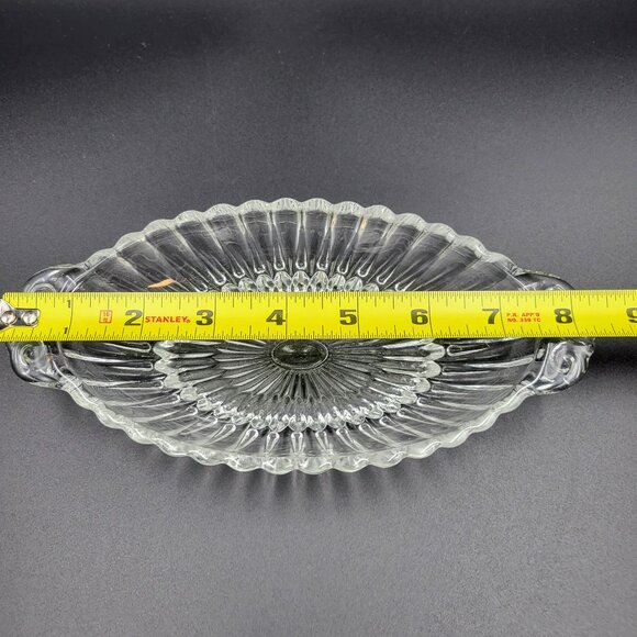 Glass Serving Trays Plates Set Of 2 Clear Vintage Charcuterie Serving Oval Read - Picture 6 of 11